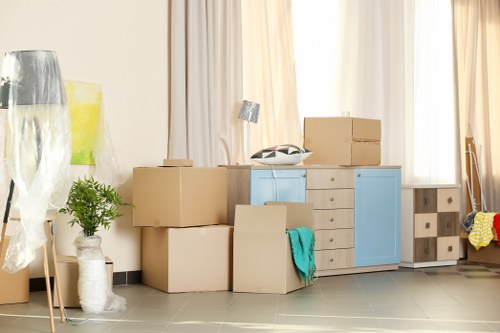 Removal team planning a house move in Kingston with boxes and furniture