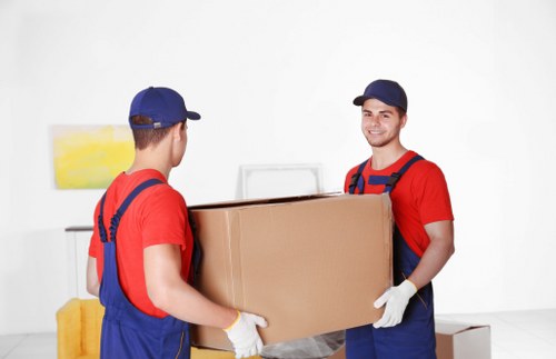 Business equipment and furniture prepared for a Kingston move