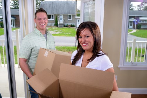 Kingston moving service loading boxes for a residential move