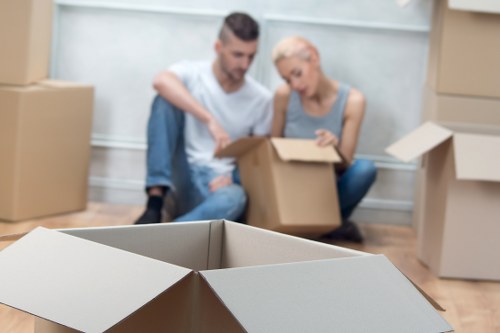 Boxes and furniture prepared for a house move